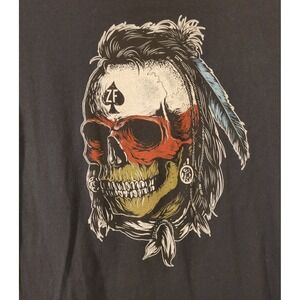 Zero Foxtrot Skull Native American Headdress Graphic T Shirt Men Black Made USA